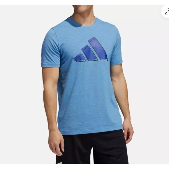 Adidas Aeroready Mens Short Sleeve Tshirt Blue Size Large - Picture 1 of 8